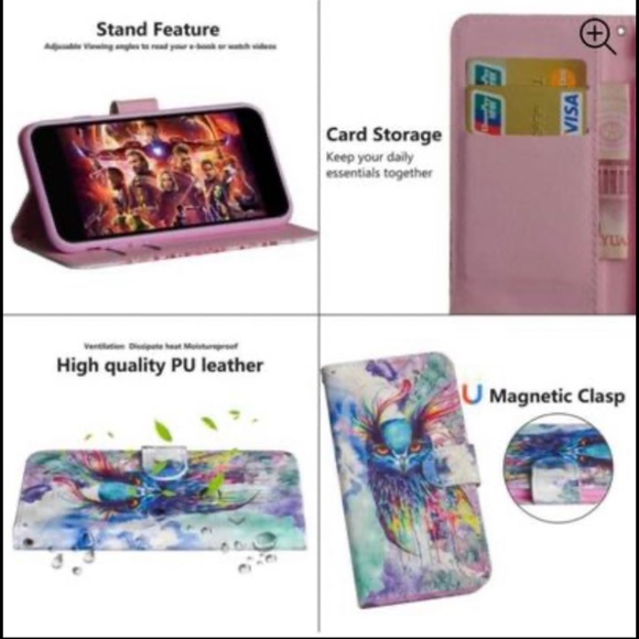 3D shinning Wallet leather case for Sony L3, wallet case with owl pattern - Picture 4 of 4